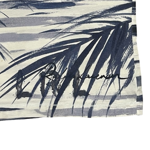 Lauren Jeans LRL Women’s Blue & White Palm Print Signature Tee Size Large - Picture 4 of 4